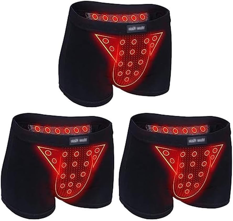 POCHY Men Physiological Enlargement Panty Tourmaline Energy Field Therapy Underwear Comfort Health Care Boxer Briefs (Color : 3pcs, Size : Large)
