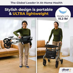 Drive Medical AeroWalk Ultra-Lite Rollator with Seat, Lightweight Adult Walkers with 4 Wheels, Folding Rolling Walker for Women, Men and Seniors, 15.2 Pounds, 23 Inch Seat Height, Grey