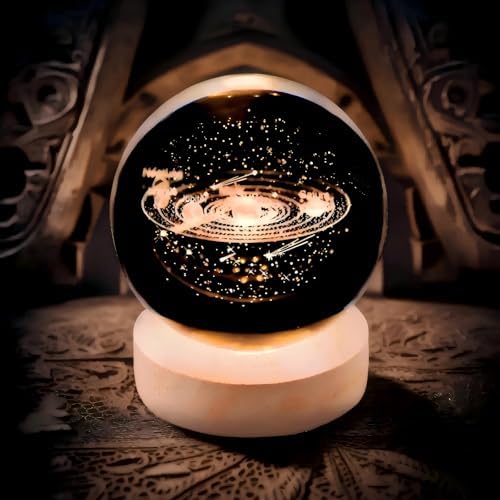 Starry Sky Lamp 3.15-inch Big Crystal Ball Night Light, USB Powered, Warm Lighting Colors (Universe) Lover's Gifts & Children's Gifts & Holiday Gifts & Bedside Table Items
