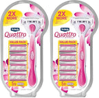 Schick Quattro For Women, Women's Razor Pack with 1 Handle and 5 Refills (Pack of 2)