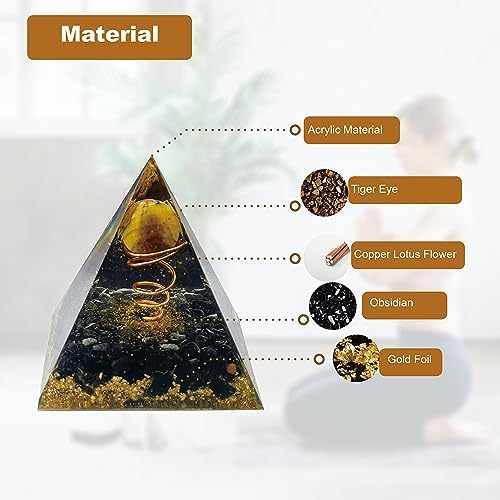 Moonstone Crystal Orgone Pyramid Crystal Energy Tower Nature Strawberry Quartz Reiki Chakra Crushed Stone Flower of Life Crystal Orgonite Pyramid Healing Crystal Gift for Friend
