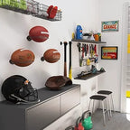 Black Wall Mount Ball Display Rack, Sports Ball Storage Holder for Basketball, Football, Soccer, Volleyball