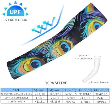 UV Sun Protection Cooling Arm Sleeves for Women Men - A Bunch of Peacock Feathers Arm Cover Sports Tattoo Cover Up