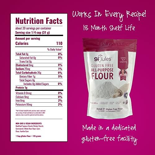 gfJules Certified Gluten Free All Purpose Flour | No Grit | Non-GMO, Vegan | Certified Top 9 Allergen-Free & Kosher | Cup for Cup | Voted #1 by Gluten Free & Celiac Consumers | 1.5 lb. Pouch