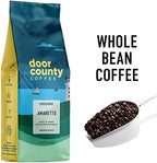 Door County Coffee Amaretto Flavored Whole Bean - 10 oz Bag - Flavored Whole Bean Medium Roast - 100% Specialty Arabica - Flavored Gourmet - Amaretto