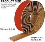 16.4Ft Floor Transition Strip Self Adhesive Vinyl Cover Floor Strip Flat Divider Transition Strip Wood Grain Design for Laminate Floor Gaps and Doorway Transitions (16.4Ft x 2 Inch, Light Brown)