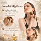 HealthAndYoga™ BronzLift Kansa Wand - Both Side Bronze Cap - Added Beauty Face Oil Vial - Ayurveda Face Yoga Beauty Tool - Facial, Neck & Under-Eye Massage – Toning and Sculpting (Double Dome)