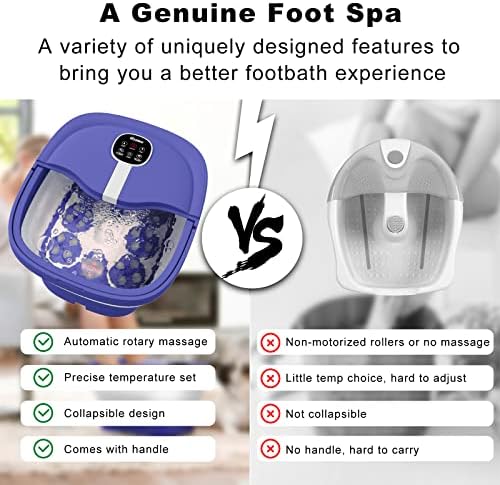 HOSPAN Collapsible Foot Spa Electric Rotary Massage, Foot Bath with Heat, Bubble, Remote, and 24 Motorized Shiatsu Massage Balls. Pedicure Foot Spa for Feet Stress Relief - FS02A