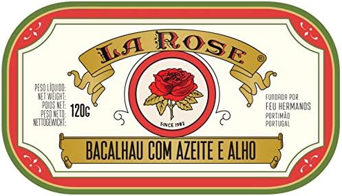 La Rose from Portugal - Gourmet Canned Codfish with Olive oil and Garlic - 4.23oz / 120gr (Pack of 5 cans)