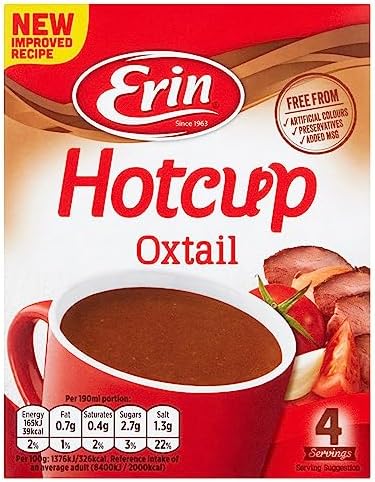 Erin Hot Cup Oxtail Soup 4 Pack 48G Made in Ireland with Pride