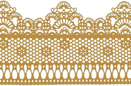 Funshowcase Ready to Use Edible Cake Lace Lattice with Small Daisy Golden 14-inch 5-piece Set