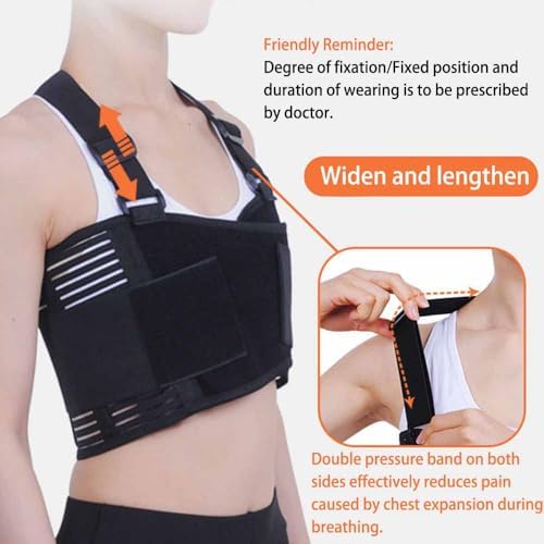 Broken Rib Support Brace, Rib and Chest Support Brace, Rib Belt for Ribs Support, Dislocated Ribs Protection, Sternum Injuries and Pulled Muscle Pain (XXL 43" to 53")
