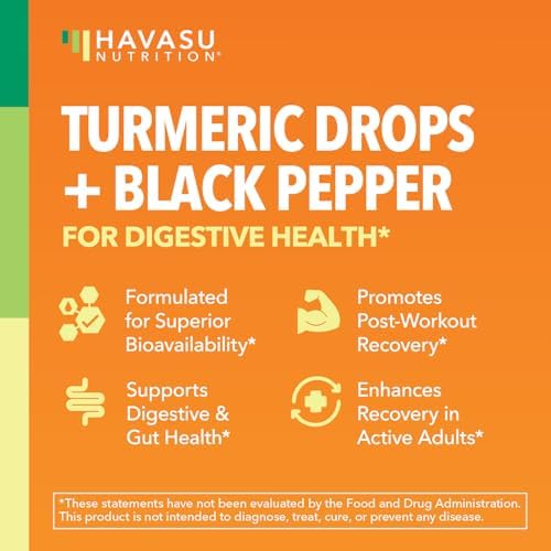 USDA Organic Turmeric Liquid Drops with Black Pepper - 1000mg Curcumin Supplement for Immune & Digestive Health - 30 Servings - Enhanced Absorption - Non-GMO, Vegan, Gluten Free - Unflavored, 1 Fl Oz
