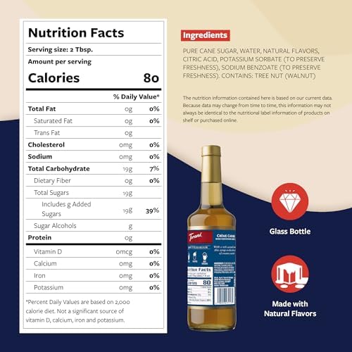 Torani Coffee Syrup, Crème Caramel Flavoring for Drinks, Glass Bottle with Pump Included, 25.4 Oz