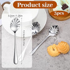 3 PCS Shell Shape Sugar Spoon, Stainless Steel Tiny Spoon for Jam, Silver Demitasse Spoons for Tea Coffee Yogurt, Cute Small Spoons for Dessert, Afternoon Tea