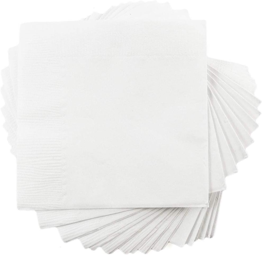 JAM PAPER Small Beverage Napkins - 5 x 5 - White - 50/Pack