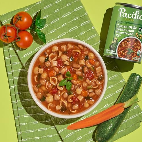 Pacific Foods Organic Tuscan-Style White Bean Minestrone Soup, 16.3 oz Can (12 Pack)