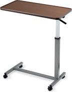 Invacare Bed Table, Height Adjustable Overbed Table, Hospital Bedside Table, Medical Rolling Desk with Wheels, Waterproof Medical and Home Use L-Shaped Steel Base Over Bed Tray Table