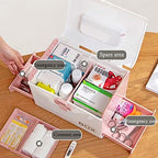 Family Medicine Cabinet Large-Capacity Multi-Layer Storage Box Portable Medical First Aid Kit with Handle (Color : Pink)