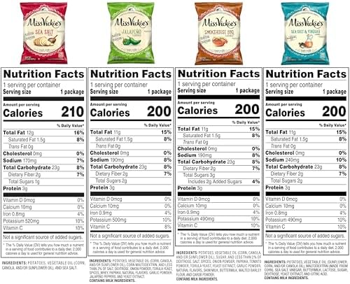 Miss Vickie's Kettle Cooked Potato Chips, Variety Pack, 1.375 Ounce (Pack of 28)