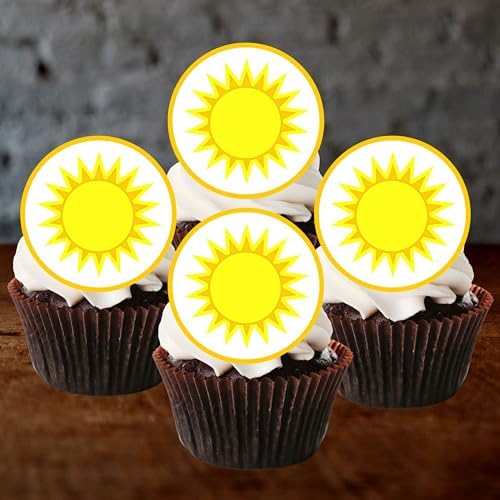 24 Sun Cake Topper, Edible Sunshine Baby Shower Decorations, First Trip Around The Sun Cake Topper, Sunshine Decorations, Sun Cupcake Toppers, Sunshine Cupcake Toppers, Space Cake Topper (UNCUT)