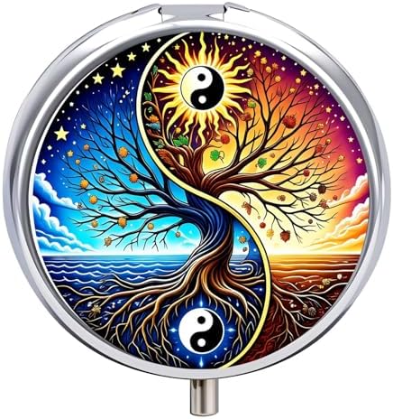 Stylish Tree of Life-Themed Pill Box with 3 Compartments – Compact and Durable Organizer for Supplements and Medication