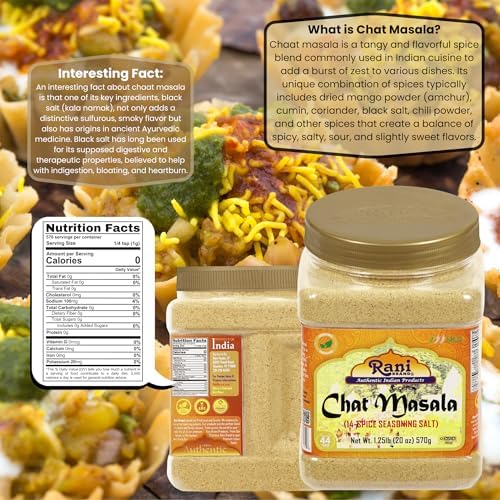 Rani Chat Masala (14 Spice Seasoning Salt) Tangy Indian Seasoning 20oz (1.25lbs) 570g PET Jar ~ All Natural | No MSG | Vegan | No Colors | Gluten Friendly | NON-GMO | Kosher | Indian Origin