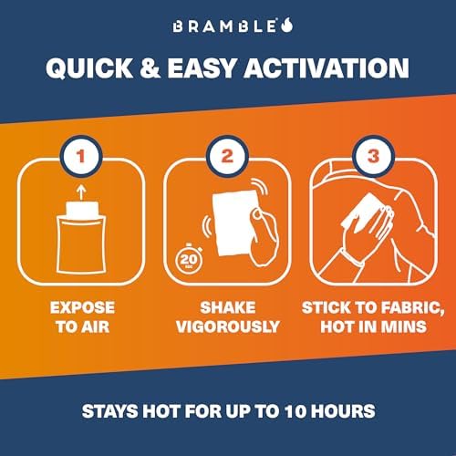 Bramble - Adhesive Body Warmers (40 Pack) - Ultra-Thin Stick-On Patches for Targeted Warmth - Air-Activated & Odour-Free - Up to 10 Hours of Heat