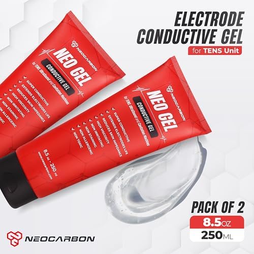 NEOCARBON Electrode Conductive Gel for TENS Unit, Doppler Ultrasound Device, Cavitation microcurrent Machine and Replacement Pads, Clear 2 Pack, 250 ml