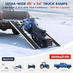 KROAK Aluminum Snowmobile Loading Ramp, 7.1 ft x 4.5 ft (85" x 54") Ultra-Wide Tri-Fold Ramp with Ski Guides, 1800LBS Max Capacity for Snowmobile ATV UTV Lawn Tractor