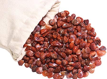 ZenQ 1 lb Red Agate Tumbled Stone Chips Crushed Natural Crystal Quartz Pieces