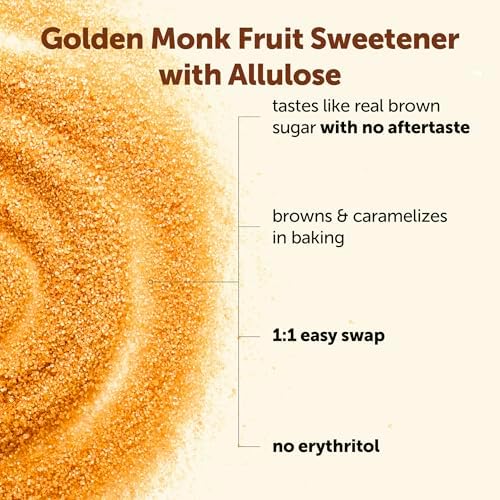 Micro Ingredients Golden Monk Fruit Sweetener with Allulose, 2 lbs | 1:1 Brown Sugar Substitute, No Erythritol, No Aftertaste | Zero Calorie Sugar Alternative for Baking, Coffee & Tea | Keto, Vegan, Non-GMO