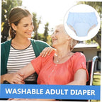 Reusable Adult Diaper Pants for Women and Men Washable Cotton Absorbent Underwear with Anti-Leak Design Comfortable Leakproof Protection for Elderly and Post-Surgery Use Blue