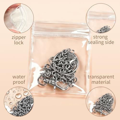 50Pcs Jewelry Storage Bags, Resealable PVC Clear Jewelry Bags Plastic Jewelry Pouches with Self-Sealing Zipper, Anti-Tarnish Bags for Rings, Earrings, Bracelets, and Small Jewelry Packaging