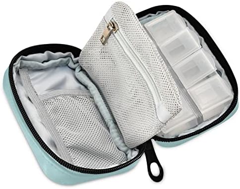 Happy Pills Pill Box 7 Day Pill Case Bag Travel Pill Organizer Bag with Zipper Weekly Case Portable Compact Size for Vitamin Supplement Holder