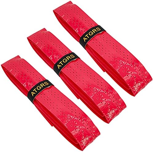 Tennis Grip Tacky Tennis Racket Grip Tape Absorbent Anti-Slip Tennis Overgrip for Tennis Badminton Pickleball Racquet Handle Grip with Damping Ridges Overgrips (Red)