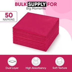 Perfect Stix Pink Beverage Napkins, 2-Ply, Disposable Cocktail Napkins for Party, Dinner, Wedding, Birthday, 50 Count