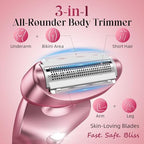Cordless Electric Razors for Women: Rechargeable Painless Bikini Trimmer for Body Hair - IPX7 Waterproof Shaver with LED Display for Face/Underarm/Leg Light Pink Upgraded
