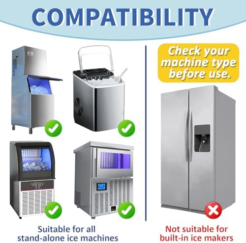 Ice Machine Cleaner Maker and Descaler - 24 Ice Maker Cleaner Tablets Compatible with All Major Brands, Nickel Safe Descaler Countertop Portable Commercial Icemaker Cleaning Solution
