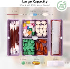 FYY Travel Pill Organizer with Blank Lables,6 Compartments Magnetic Pill Organizer Pill Box for Purse Pocket to Hold Vitamins,Cod Liver Oil,Supplements and Medication-Purple