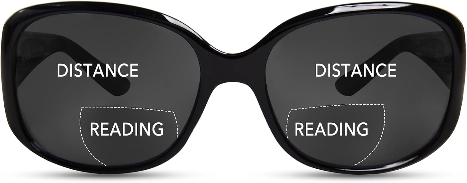 Bifocal Reading Sunglasses Womens, Oversized Square Sun Readers Outdoor Reading Glasses UV400 Protection/Anti Glare