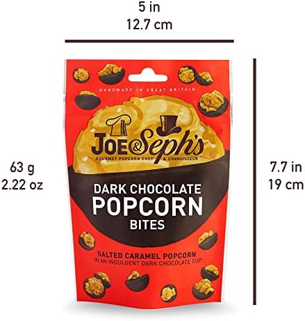 Joe & Seph’s Gourmet Popcorn – Flavored Gourmet Popcorn, Individually Packaged Flavors, Perfect for Gift Sets and Parties (Dark Chocolate - 3 Pack)
