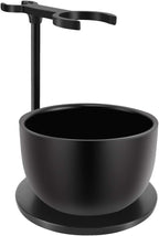SANWA Deluxe Heavyweight Black Shaving Brush Razor Stand with Stainless Steel Soap Bowl Set,Dad Gifts,boyfriend Gifts,Husband Gifts for Him