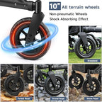 Rollator Walker for Seniors, Foldable All Terrain Rolling Walker with seat, Aluminum Walkers with 10 inch Rubber Wheels, Built-in Cable, Cup Holder, Adjustable Handles and Backrest for Seniors, Black