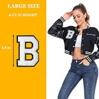 3PCS White Chenille Numbers Patch, Large Size 4-1/2" Iron on Number Patches Varsity Patches for Clothing, 7