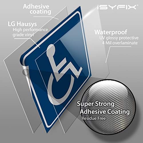 iSYFIX Handicap Signs Stickers Decal Symbol - 4 pack, 6x6 inch - ADA Compliant - Disable Wheelchair Sign, Disability Sticker, Premium Self-Adhesive Vinyl, Laminated, Indoor & Outdoor