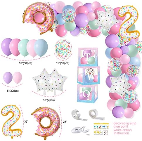 Two Sweet Birthday Party Supplies Decorations, Two Sweet Donut Ice Cream Birthday Party Decorations, Ice Cream Donut Theme Second Bday Party Decor, Baby Girl 2nd Bday Decoration