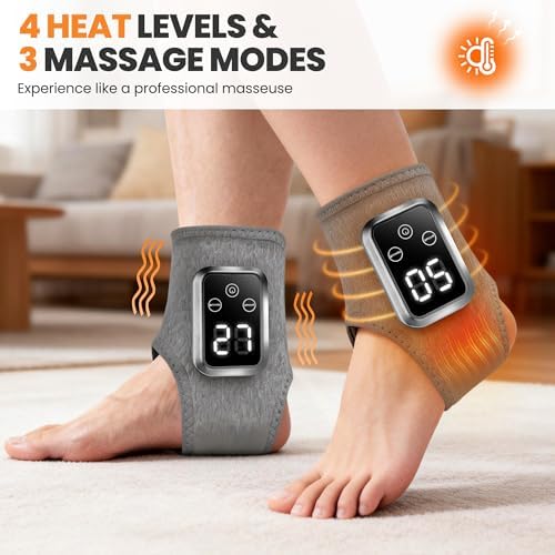 YAZHI Foot Massager 2-in-1 Warming Wrap – Relax & Renew Foot & Ankle Massager with 3 Modes & 4 Heat Levels, Portable for Home or Travel 2pack