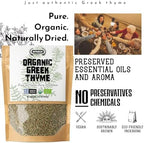 Apsogo Organic Greek Thyme – Premium Dried Thyme Leaves from Greece (3.52 oz) Aromatic for Cooking, Tea & Seasoning, 3.52 oz Resealable Eco Pouch