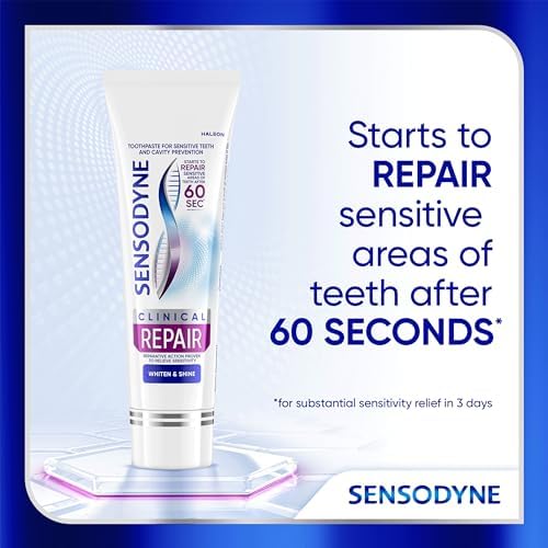 Sensodyne Clinical Repair Whiten & Shine Toothpaste for Sensitivity Relief, 2.3 oz